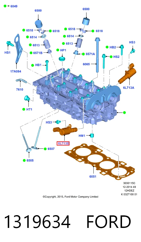 1319634 Ford Válvula eletromagnética de posição (de fases) da árvore distribuidora