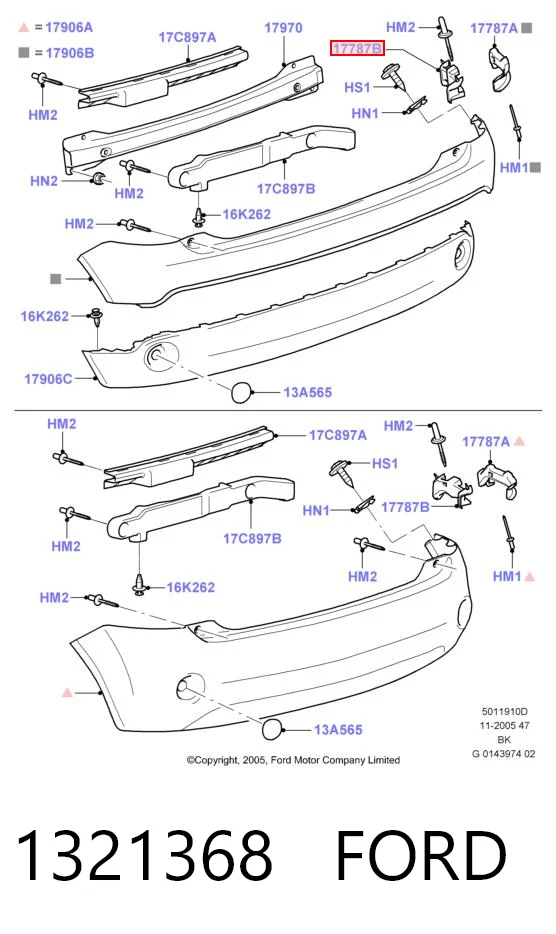 1321368 Ford Consola esquerda do pára-choque traseiro externo