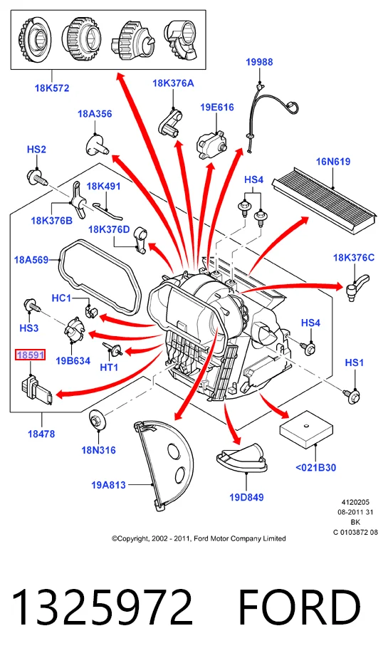 1325972 Ford Resistor (resistência) de ventilador de forno (de aquecedor de salão)