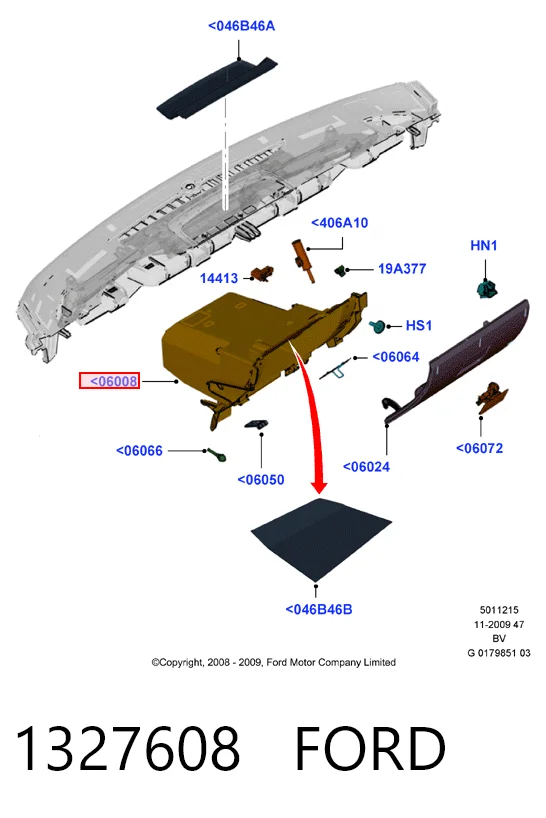 Caixa para porta-luvas (porta-luvas) para Ford Kuga I CBV