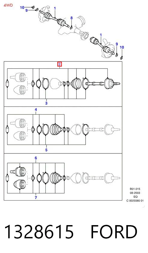 1328615 Ford Junta homocinética externa dianteira