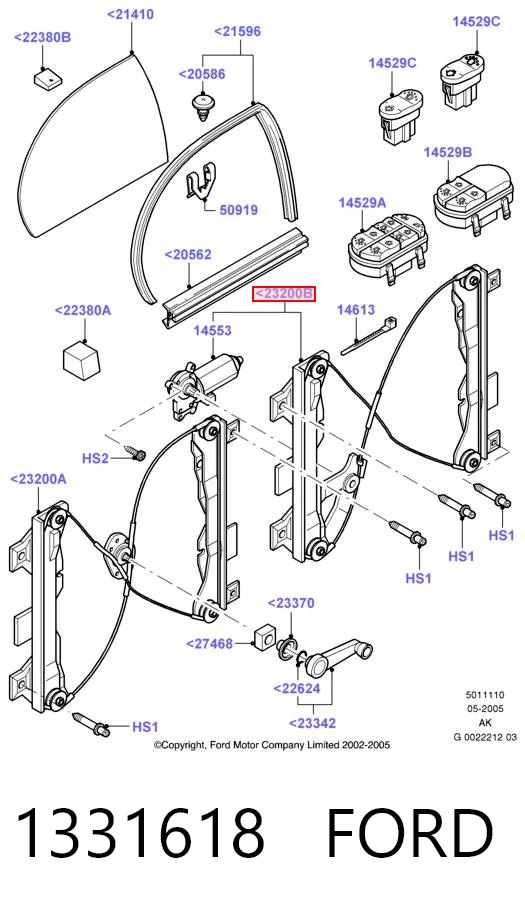 AC810 Magneti Marelli Mecanismo de acionamento de vidro da porta dianteira direita