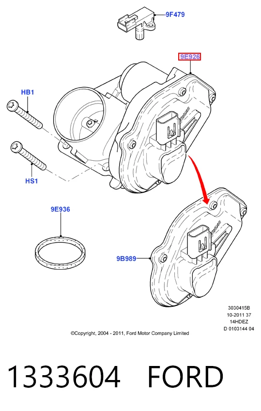 1333604 Ford Válvula de borboleta montada