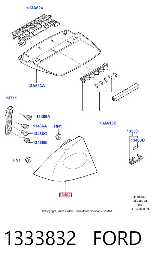 1333832 Ford Lanterna traseira direita