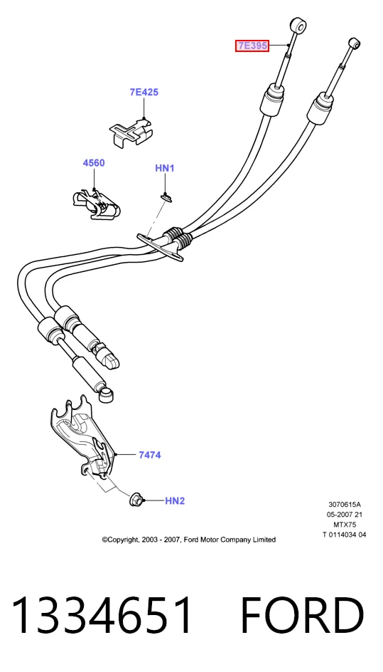  Cabo de mudança duplo Ford C-Max monovolume (DM2) (2003 - 2007) 