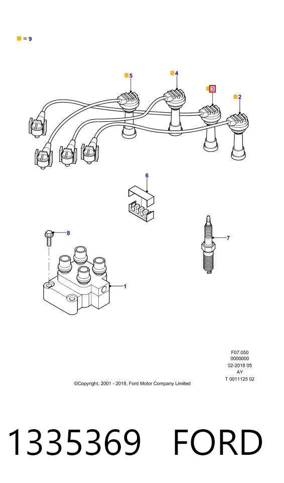 1335369 Ford Fios de alta voltagem, kit