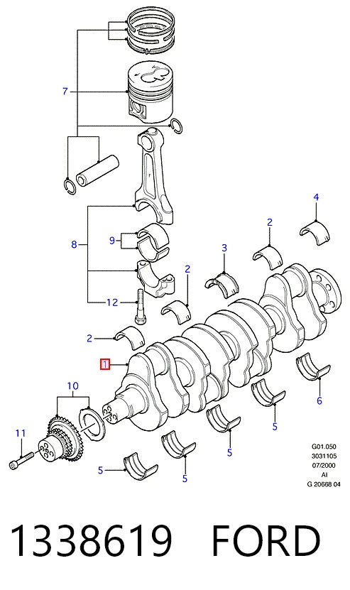 1338619 Ford Cambota de motor