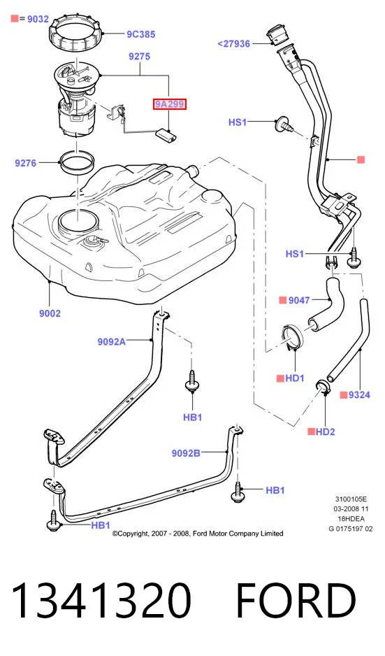 Sensor do nível de combustível no tanque para Ford Focus II DA, HCP, DP
