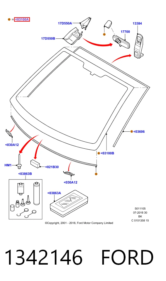 Pára-brisas para Ford Fiesta Mk5 JH, JD