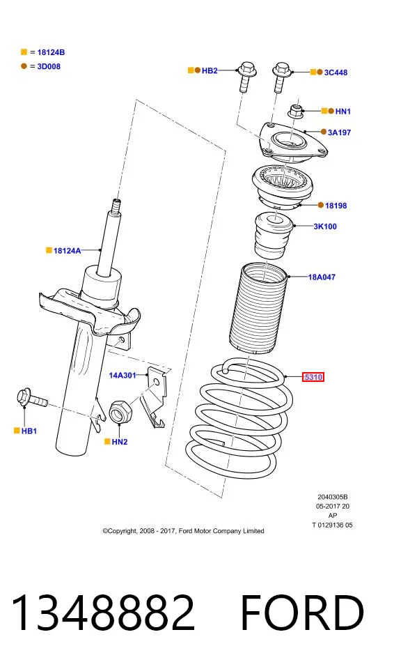 1348882 Ford Mola dianteira