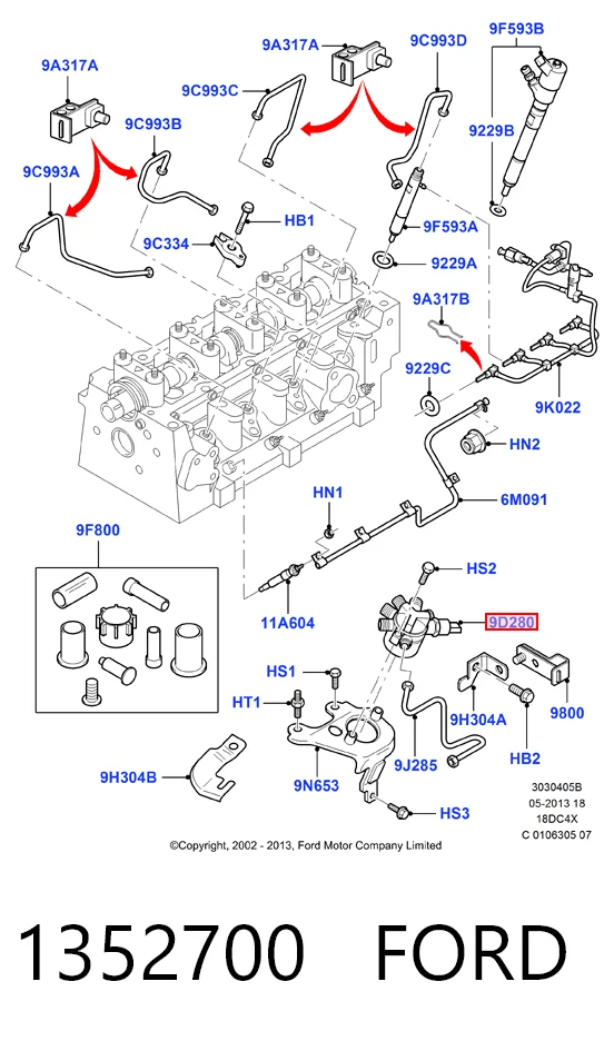 1352700 Ford Sensor de pressão de combustível