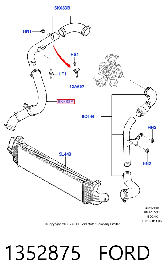 1352875 Ford Mangueira (cano derivado) de intercooler