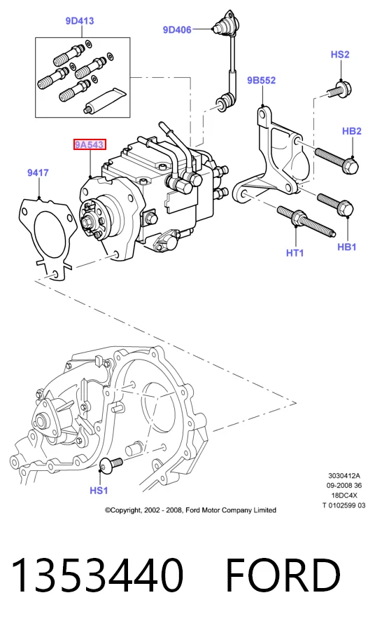 Bomba de combustível de pressão alta Ford Fiesta Mk4 JAS, JBS