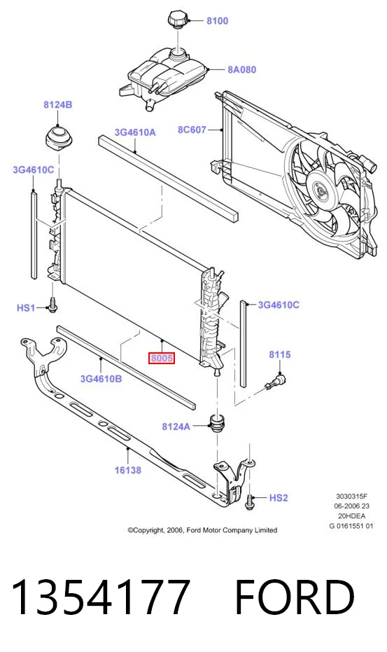 1354177 Ford Radiador de esfriamento de motor