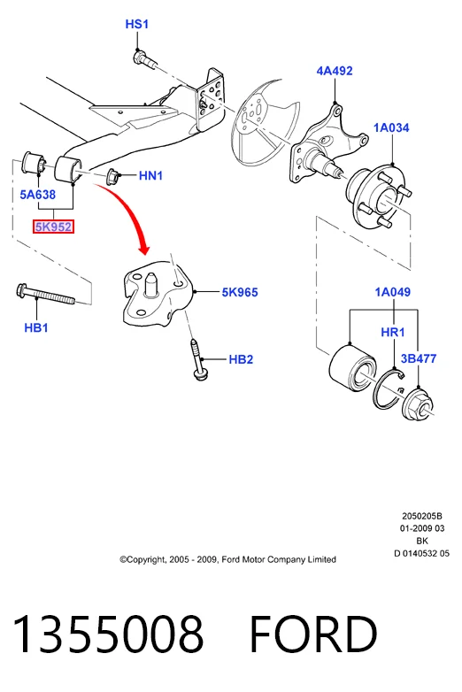 Viga de suspensão traseira (plataforma veicular) Ford Fiesta VAN 