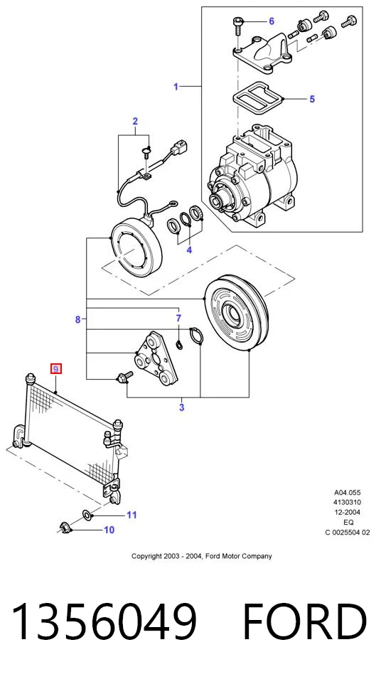 1356049 Ford Radiador de aparelho de ar condicionado