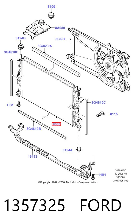 1357325 Ford Radiador de esfriamento de motor
