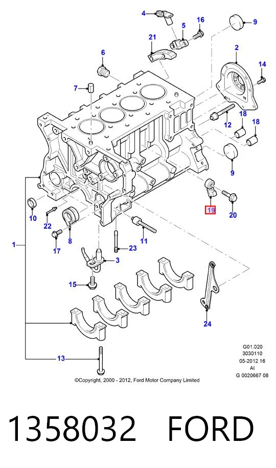 1358032 Ford Sensor de detonação