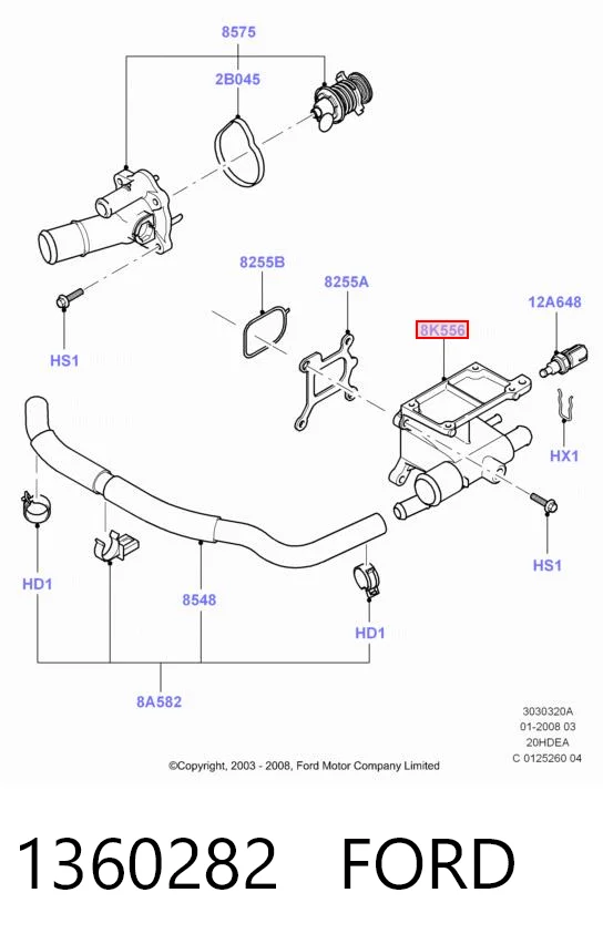 1360282 Ford Flange do sistema de esfriamento (união em T)
