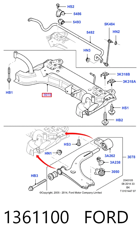  Viga de suspensão dianteira (plataforma veicular) Ford Fiesta VAN сaixa (2003 - 2009) VAN