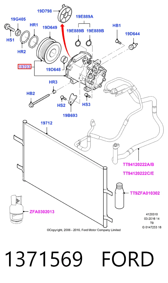 1371569 Ford Compressor de aparelho de ar condicionado