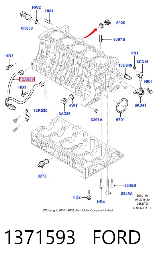 Sensor de detonação para Ford Kuga I CBV