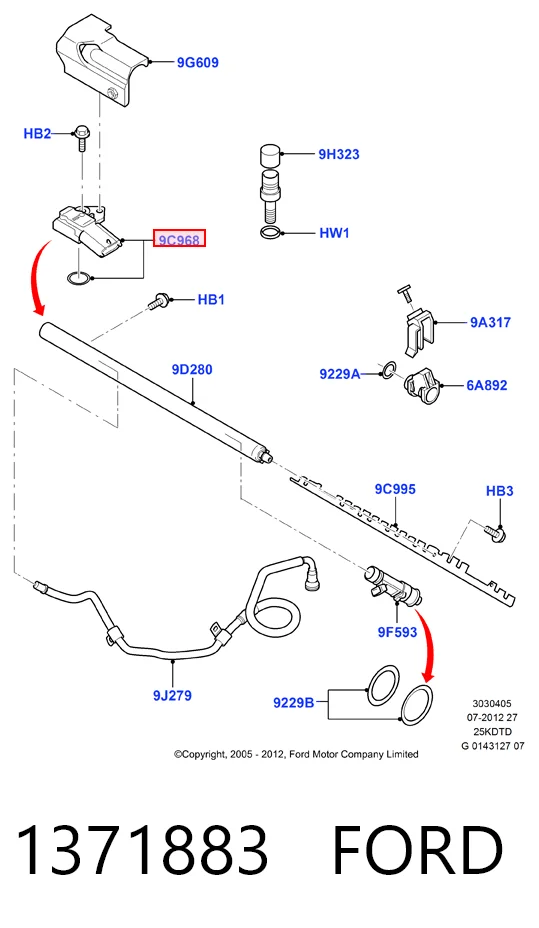 Sensor de pressão de combustível Ford Kuga I CBV