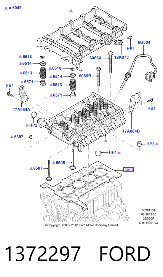 6C1Q6051BC Ford Vedante de cabeça de motor (CBC)