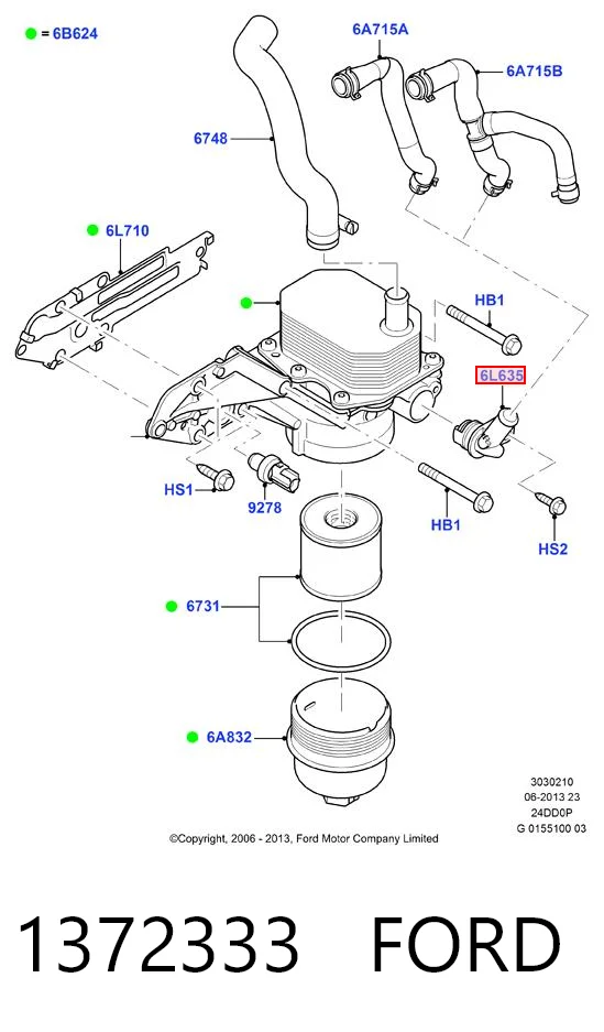 1372333 Ford Termostato do sistema de lubrificação de motor