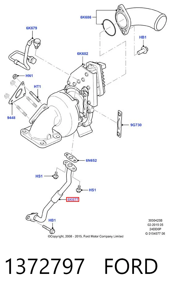 1372797 Ford Tubo (mangueira) de derivação de óleo de turbina