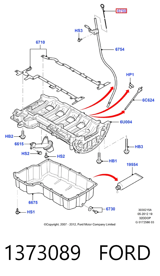  Sonda (indicador) do nível de óleo no motor Ford Transit VI сaixa (V347/8) (2006 - 2014) VI