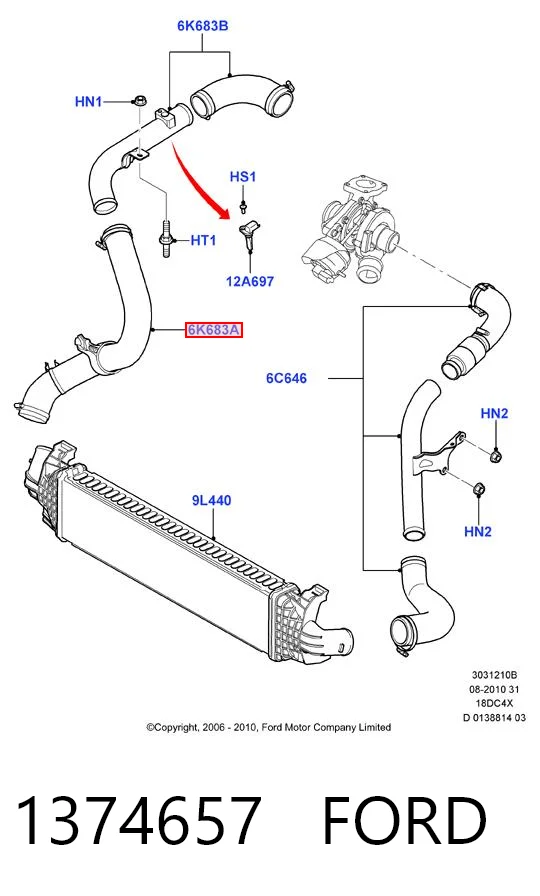 1374657 Ford Mangueira (cano derivado) de intercooler