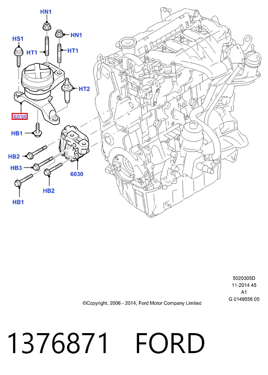 1376871 Ford Coxim (suporte) direito de motor