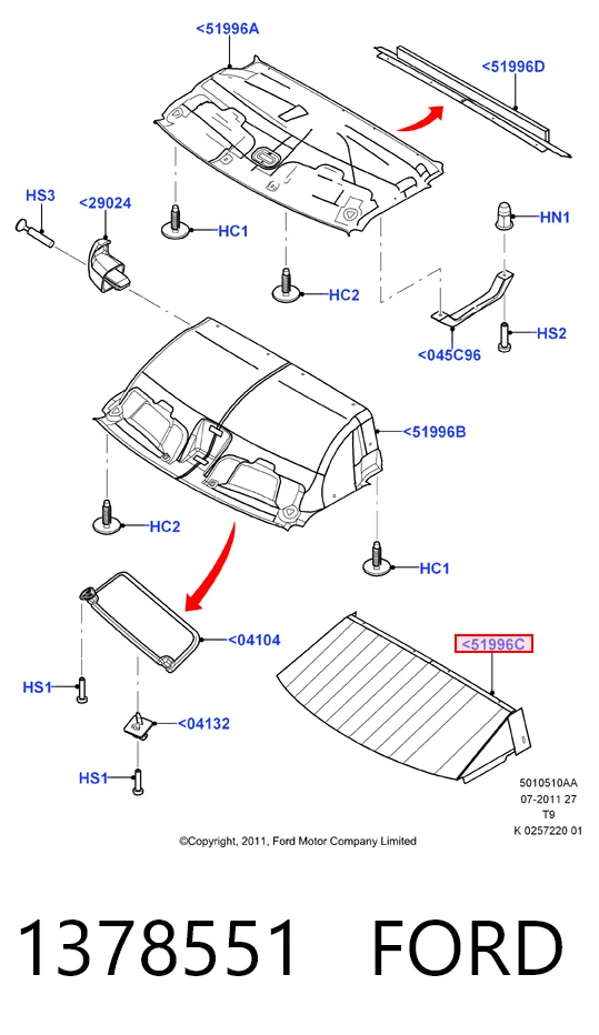 Revestimento do teto Ford Transit  V347/8 ao melhor preço
