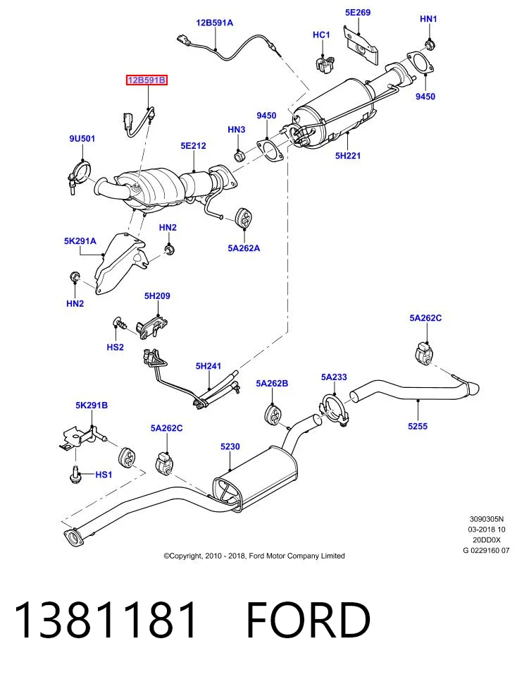 Sensor de temperatura dos gases de escape (GE), até o catalisador Land Rover 6S7112B591BA preço, a partir de 71,51 USD