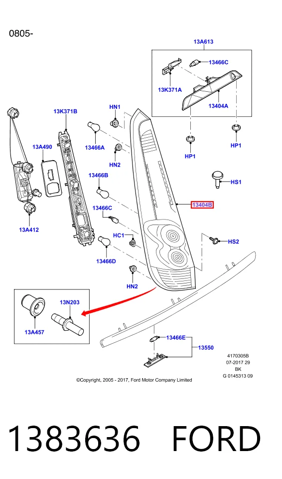 Lanterna traseira direita para Ford Fiesta Mk5 JH, JD