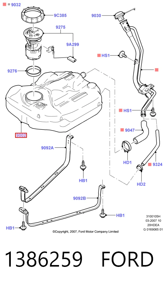 Tanque de combustível para Ford Focus DA, HCP, DP