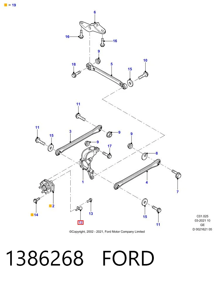 1386268 Ford Sensor dianteiro de ABS