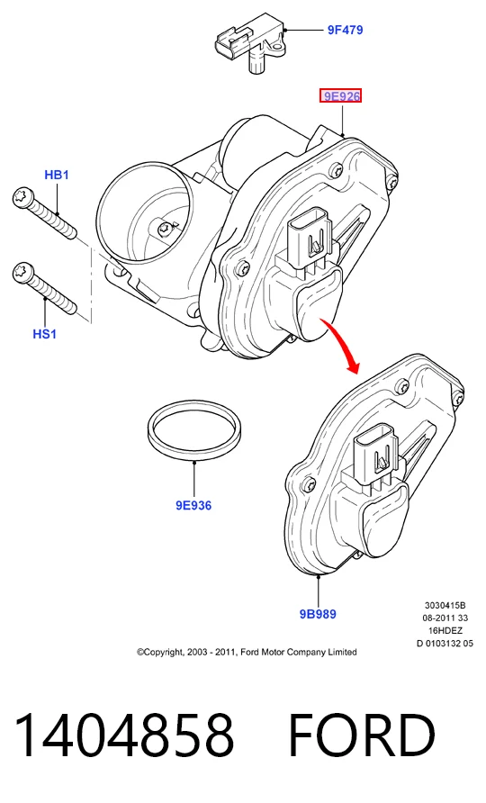 1404858 Ford Válvula de borboleta montada
