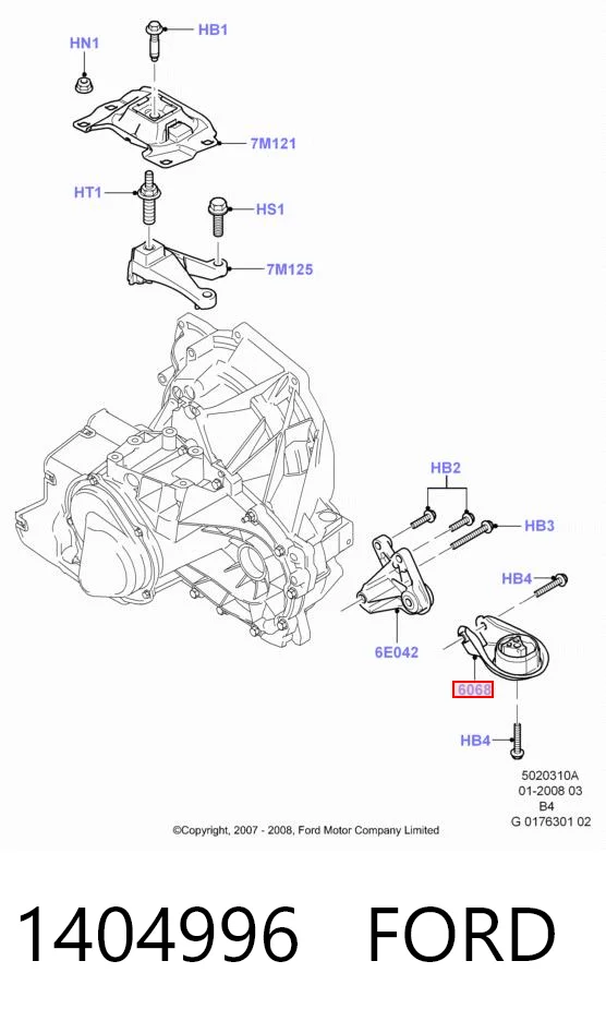 1404996 Ford Coxim (suporte) traseiro de motor