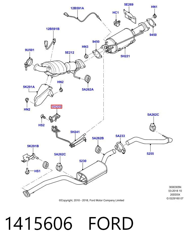 1415606 Ford Sensor de pressão dos gases de escape