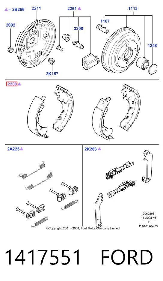 Sapatas do freio traseiras de tambor para Mazda 2 DY