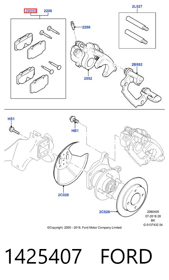 1425407 Ford Sapatas do freio traseiras de disco