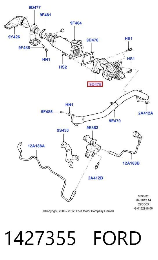 1427355 Ford Válvula EGR de recirculação dos gases