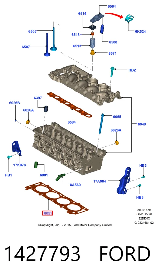 Vedante de cabeça de motor (CBC) C2S43975 Jaguar