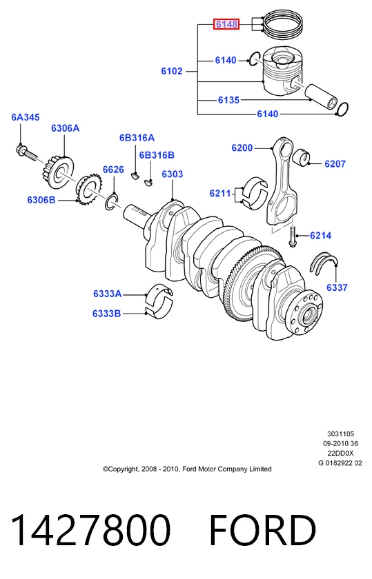 Anéis do pistão do compressor para 1 cilindro, STD MN982121 Mitsubishi