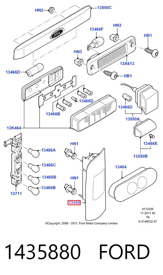 1435880 Ford Lanterna traseira direita