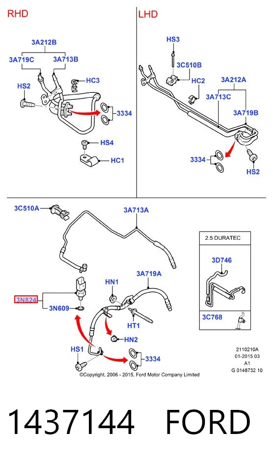 1437144 Ford Sensor hidráulico de bomba de impulsionador