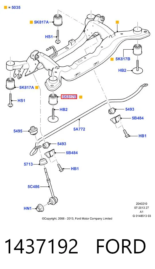 Bloco silencioso de viga traseira (de plataforma veicular) para Volvo S80 AS, AR