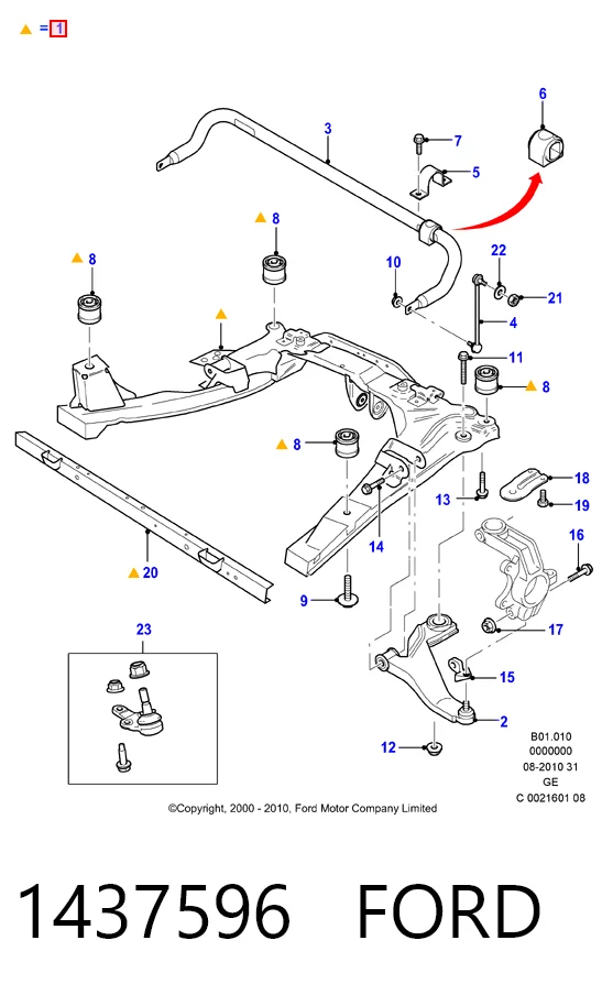 Compre Viga de suspensão dianteira (plataforma veicular) Ford Mondeo 3